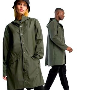 Current Style RAINS Unisex Long Jacket Waterproof in Evergreen XS NWT